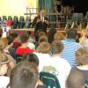 Cliff speaks to 150 students at West Shore Middle School in Milford on Sept. 20.